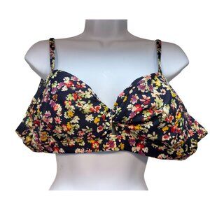 Kona Sol Womens Floral Bikini Top Swimwear Sze M Multicolor Tie-Back Summer Chic